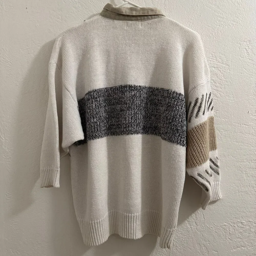 Vintage Bonnie and Bill by Holly Geometric Pattern Collared Sweater M